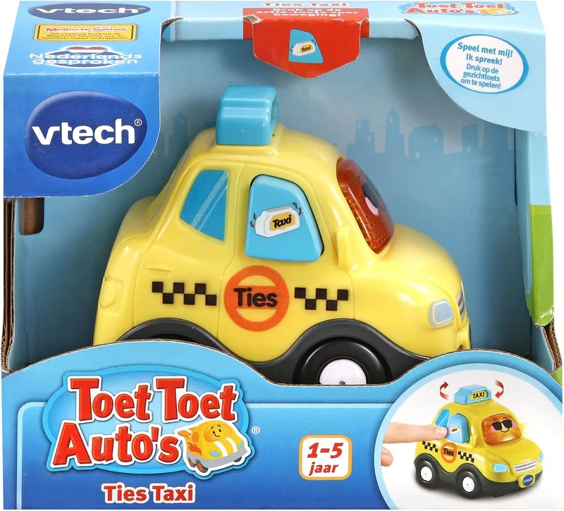 Toet Toet Auto’s - Speelgoed Auto - Speelfiguur - Interactief & Educatief Speelgoed - Licht- en Geluidseffecten – 1 tot 5 Jaar fra VTech i Ties Taxi – produktbillede