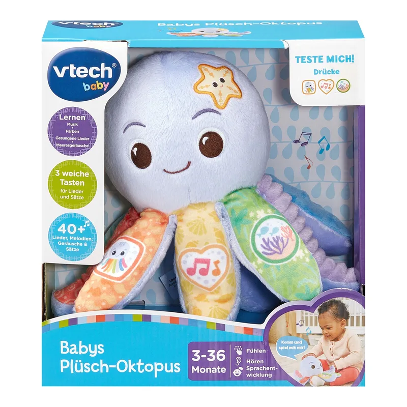 Plüschfigur Vtech Baby Babys Plüsch-Oktopus, mit Licht und Sound von VTech in Lila, 11 × 17,6 × 20,5 mm – Produktfoto 2 von 2