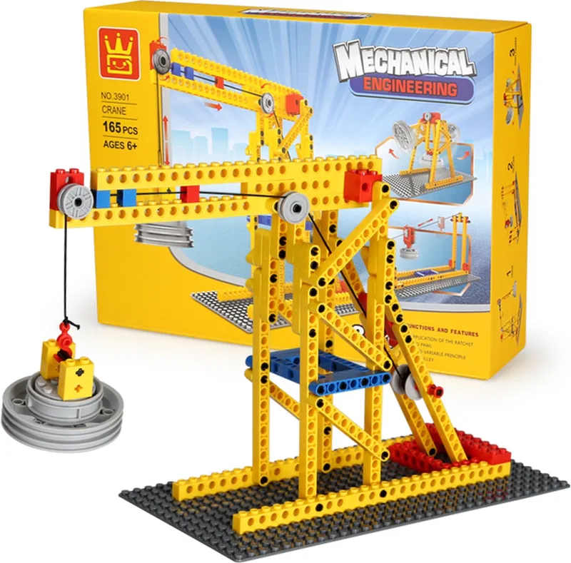 Mechanical Engineering - Compatibel met grote merken - Bouwset 3 in 1 - 165 onderdelen van Wange in Geel, grijs, rood en blauw – productfoto