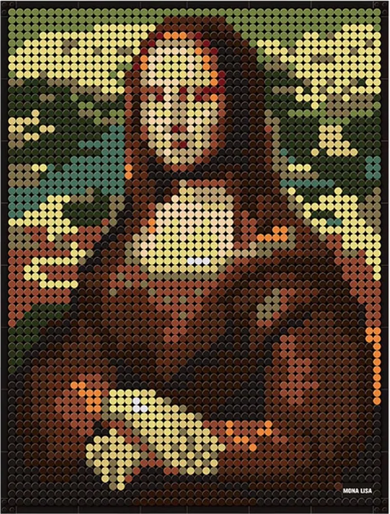Mona Lisa - Leonardo da Vinci - Kunst - Schilderij - Pixels / Pixelart / Pixelkunst - Bouwset - 3262 bouwsteentjes by Wange in Bruin – product photo