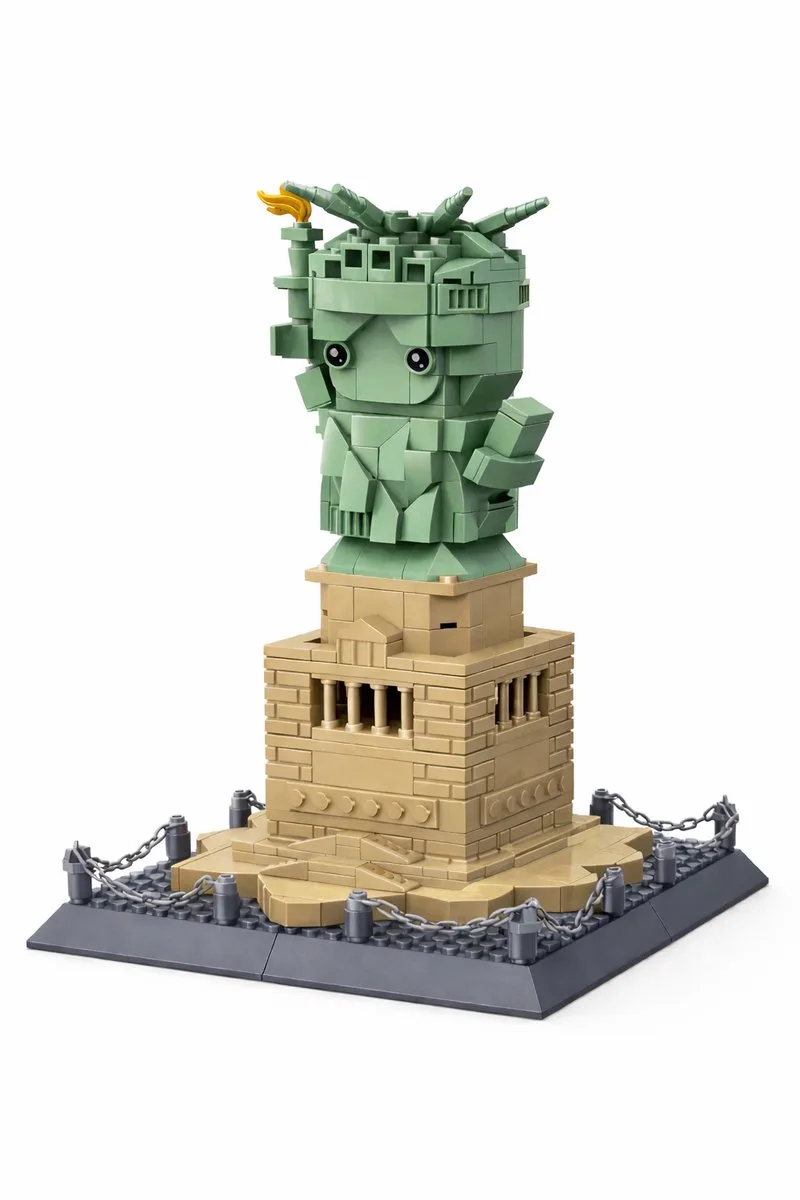 Statue of Liberty Bouwset – Mini Blokken Bouwpakket – Vrijheidsbeeld Model – Creatieve DIY Set voor Volwassenen & Kinderen by Wange in Bruin – product photo