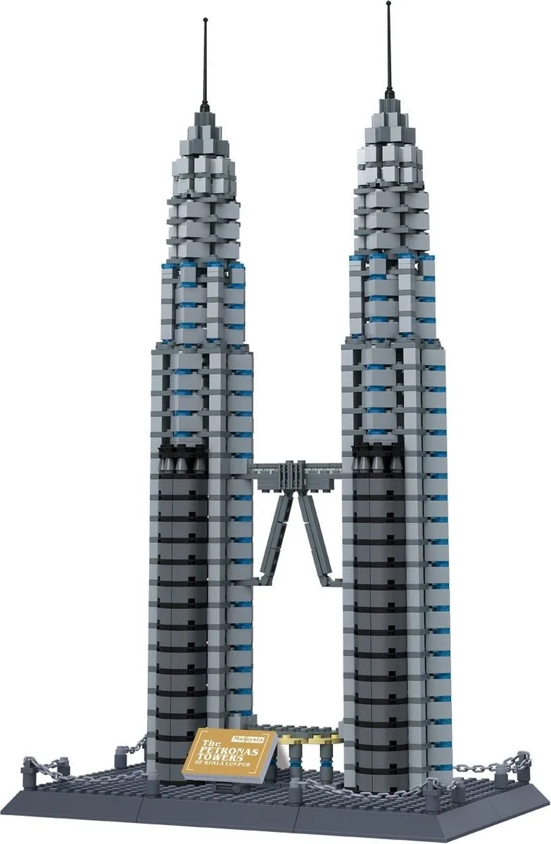 Wange 5213 Architect Petronas Towers - 1160 bouwstenen - Compatibel met grote merken - Bouwdoos by Wange in Grijs – product photo
