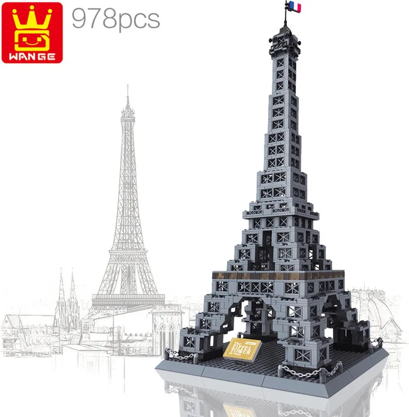 Wange 5217 - 978-delige bouwset - Past op bekende merken - Eifel Toren de Wange en Eiffel Tower Paris – photo du produit