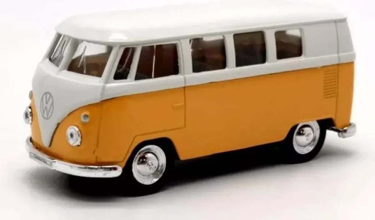 1963 Volkswagen T1 Bus (Geel/Wit) 12 cm 1/34 Welly | Samba modelauto - schaalmodel - miniatuurauto de Welly en Jaune – photo du produit