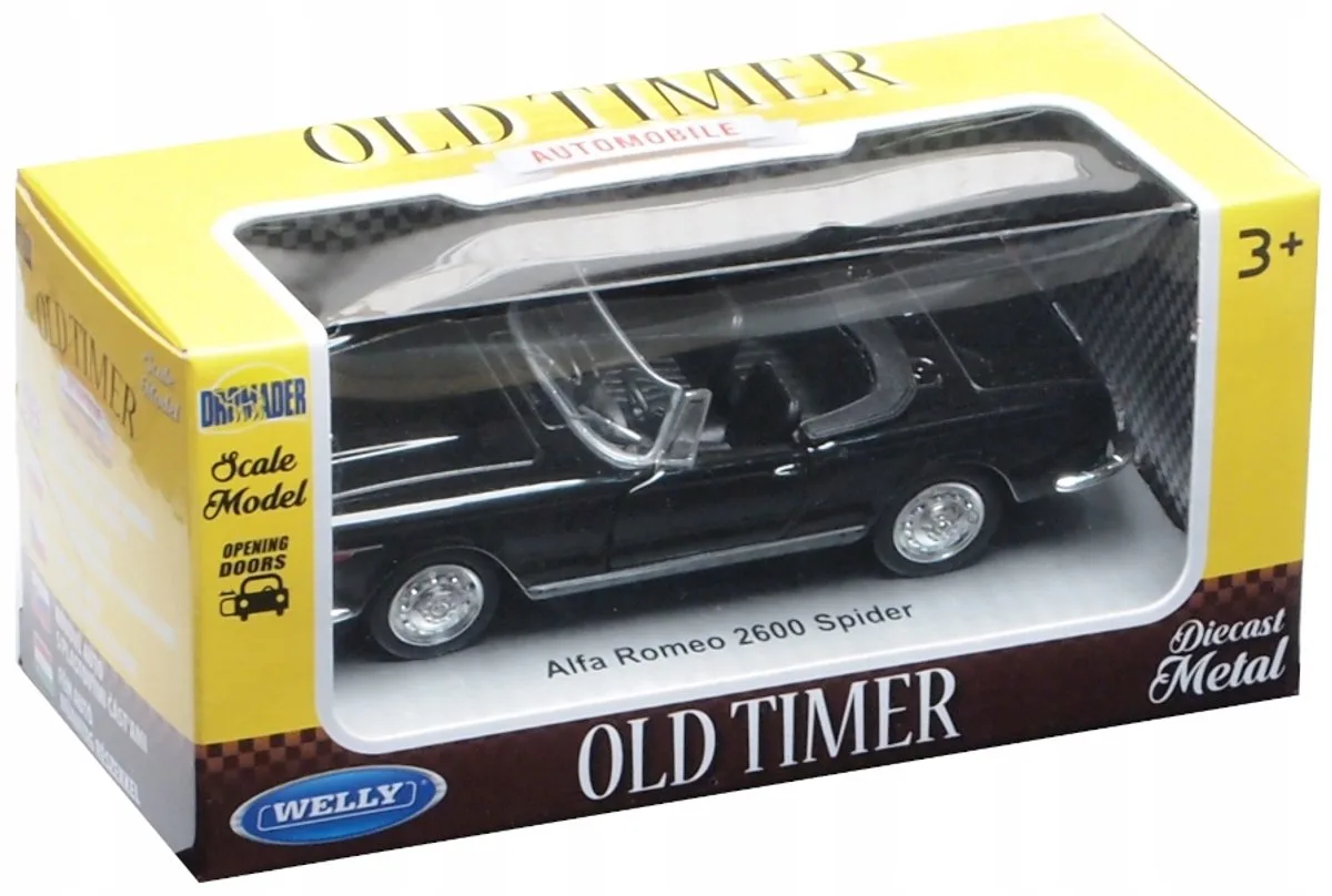 Alfa Romeo 2600 Spider Cabriolet Metaal 1:34-1:39 Deuren Open von Welly in Schwarz – Produktfoto