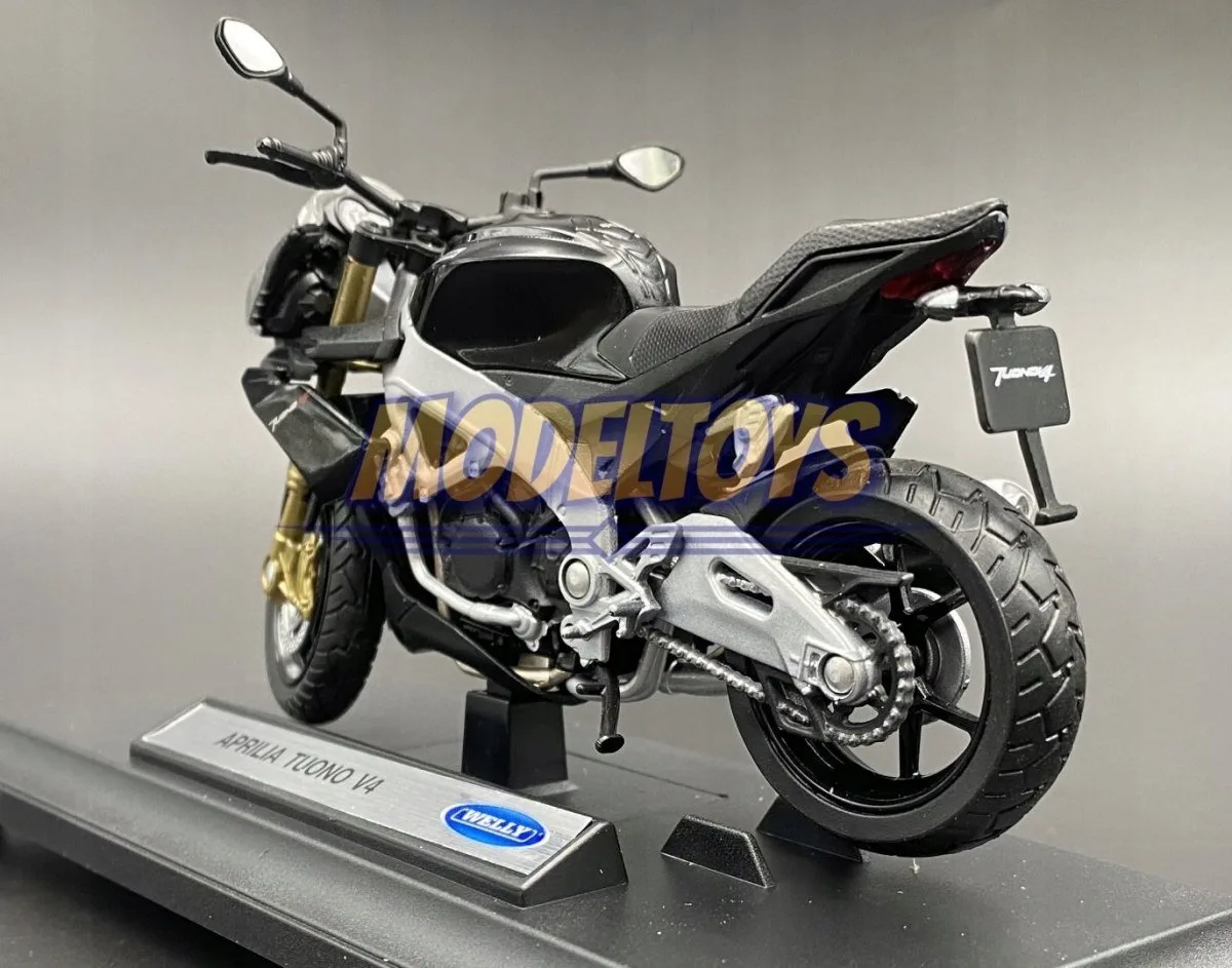 Aprilia Tuono V4 motorfiets model 1:18 fra Welly i Sort – produktbillede
