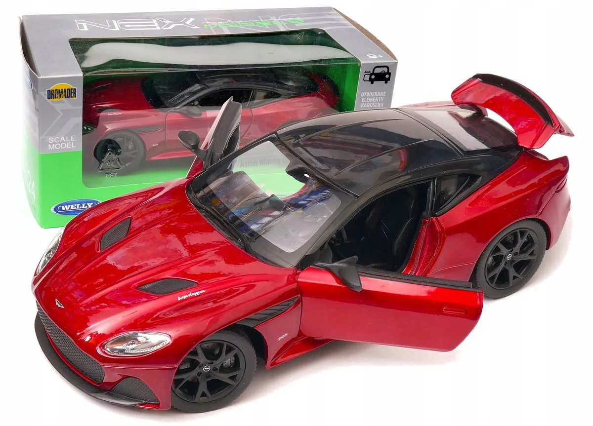 Aston Martin DBS Superleggera 1:24 Metaal von Welly in Rot – Produktfoto