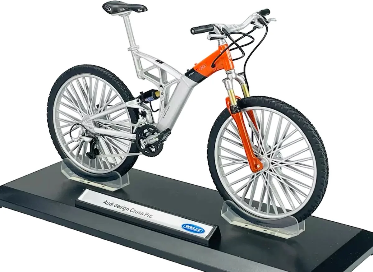 Audi design Cross Pro Mountain bike grijs 1/10 verzamel model fiets lengte 17 cm by Welly in Grijs Oranje – product photo