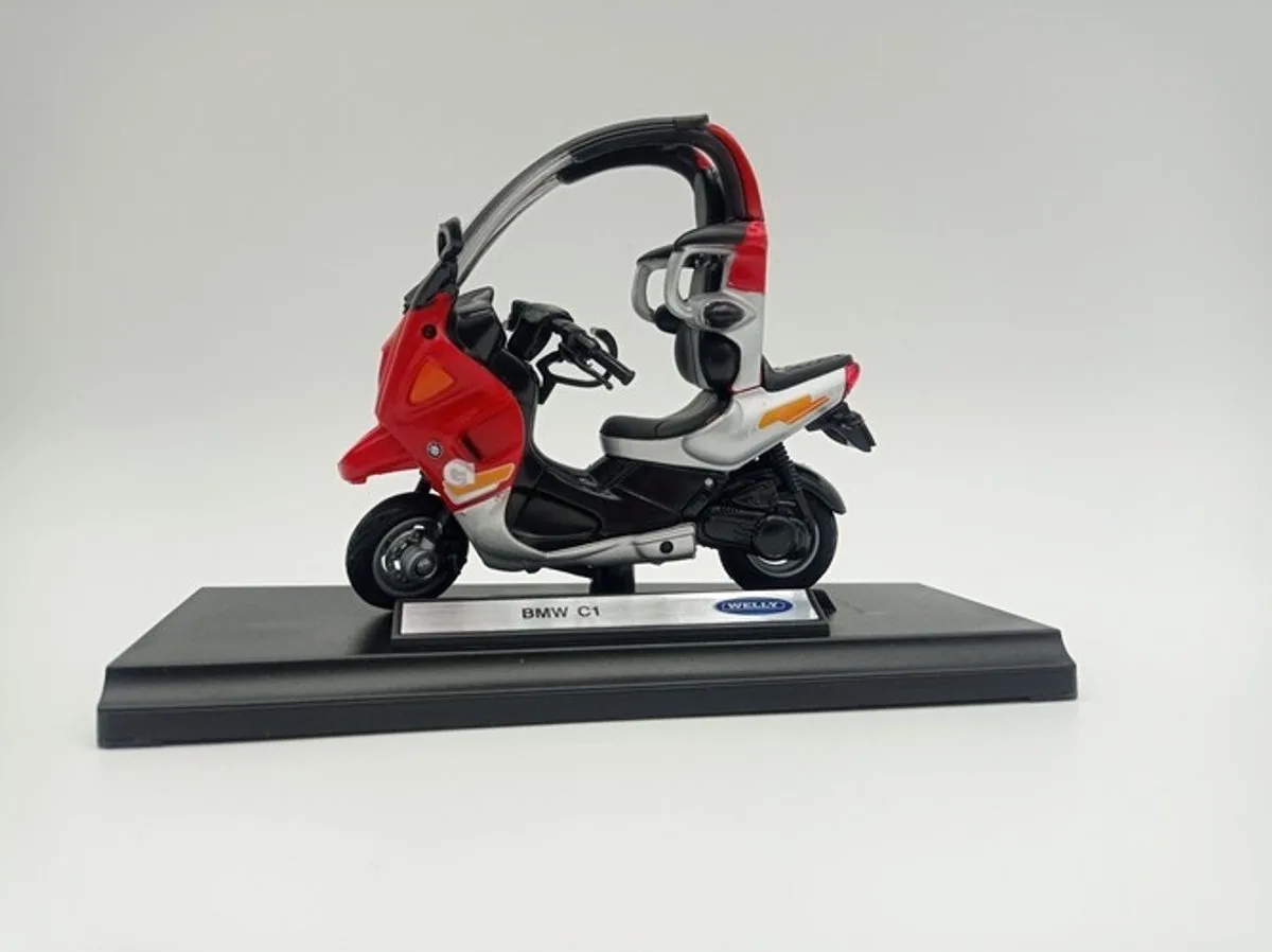 BMW C1 motorfietsmodel 1:18 - Metalen speelgoed van Welly in Rood – productfoto