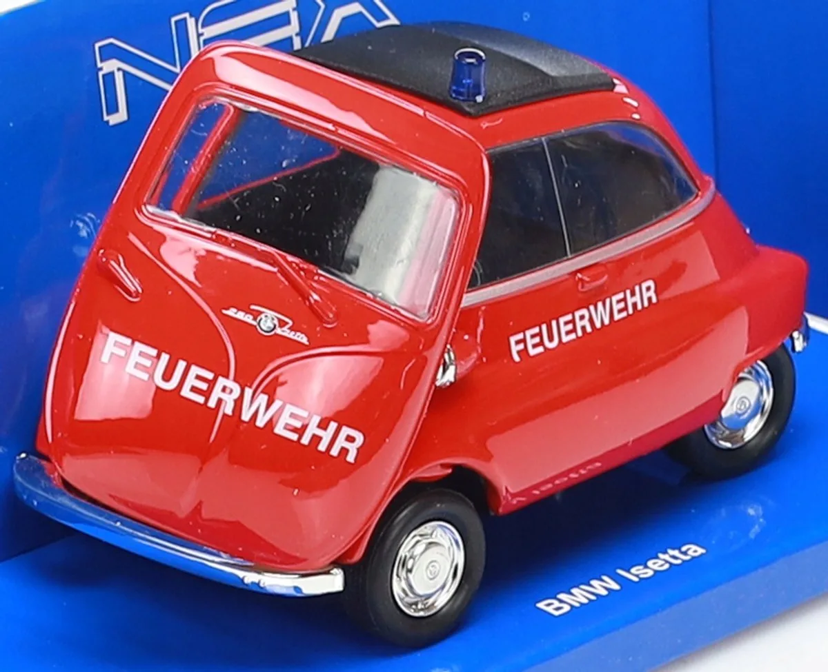 BMW Isetta Brandweer Modelauto Schaal 1:34-1:39 von Welly in Rot – Produktfoto