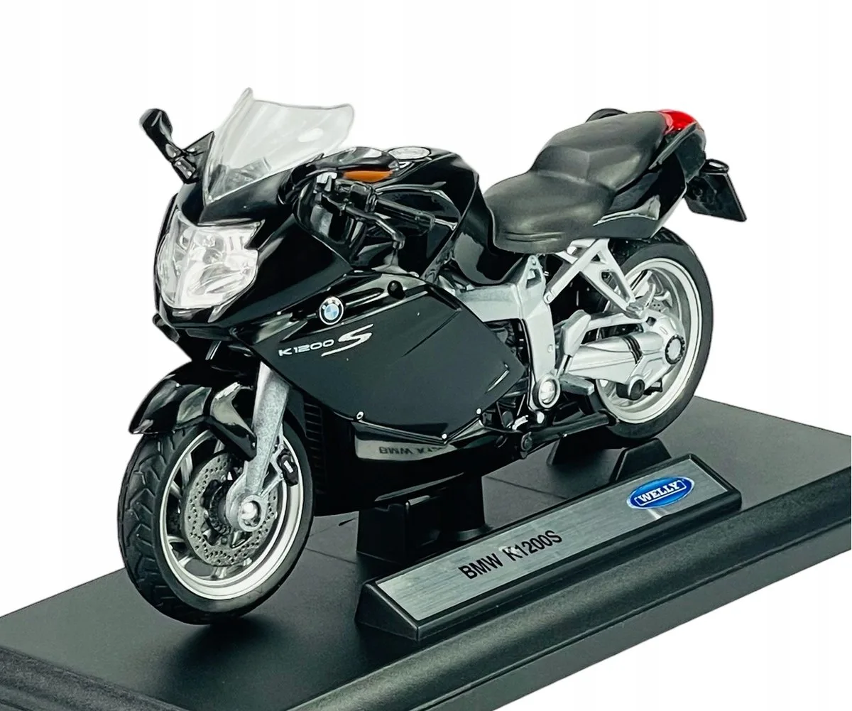BMW K1200S motorfietsmodel 1:18 met standaard - nieuw by Welly in Black – product photo