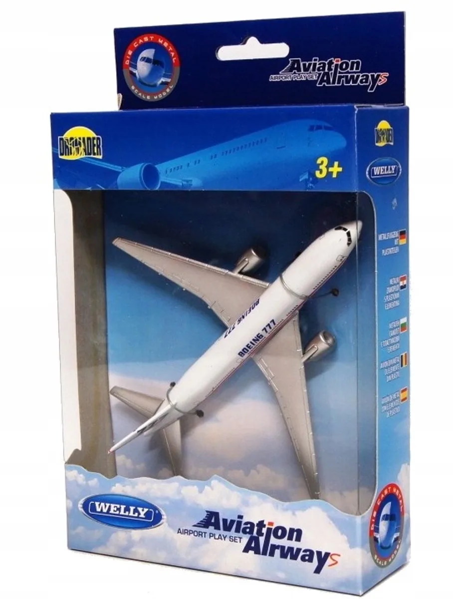 Boeing 777 passagiersvliegtuigmodel - metalen replica de Welly en Argent – photo du produit