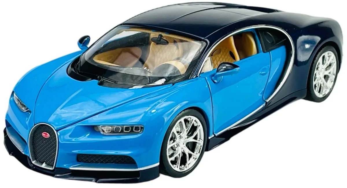 Bugatti Chiron 1:24 metalen modelauto by Welly in Blue – product photo