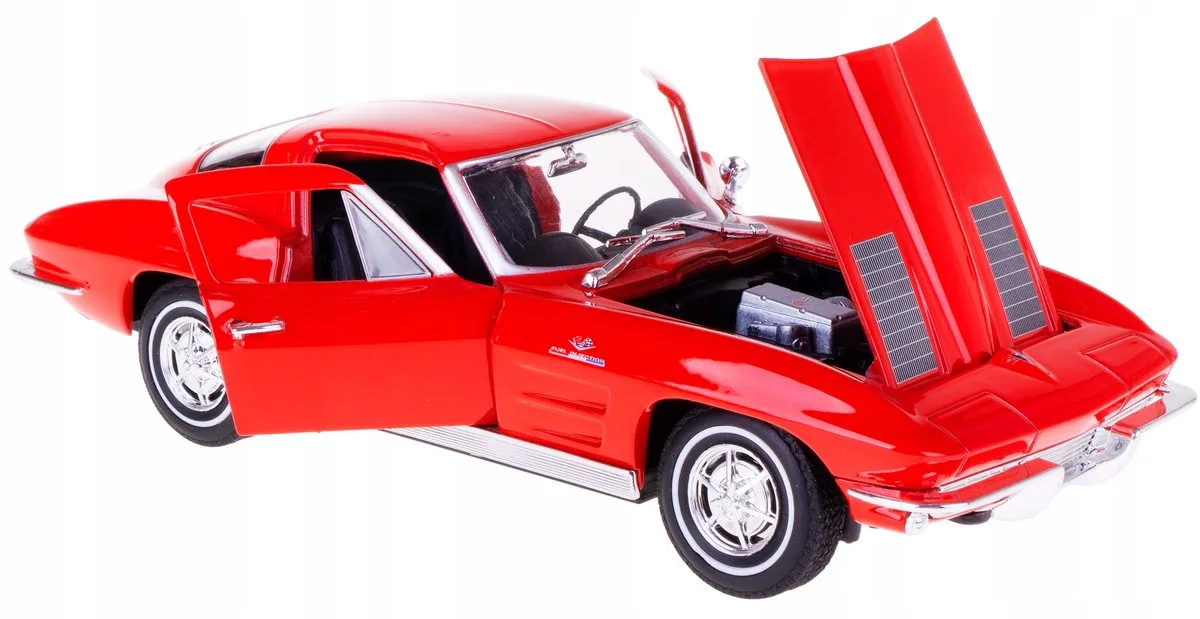 Chevrolet Corvette 1963 Modelauto Welly 1:24 Metaal van Welly in Rood – productfoto