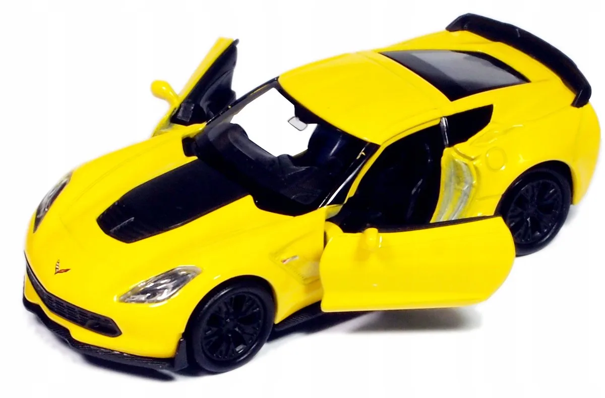 Chevrolet Corvette Z06 2017 - Metalen Modelauto met Openende Deuren by Welly in Yellow – product photo