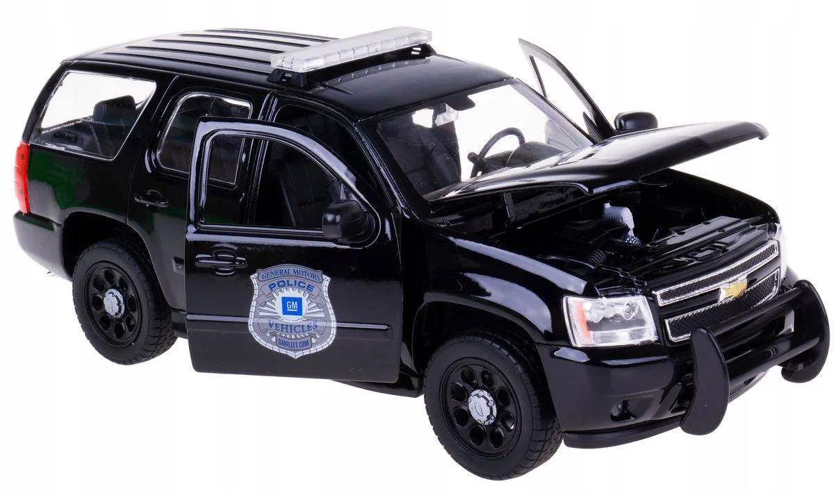 Chevrolet Tahoe 2008 Politie Modelauto 1:24 von Welly in Schwarz – Produktfoto