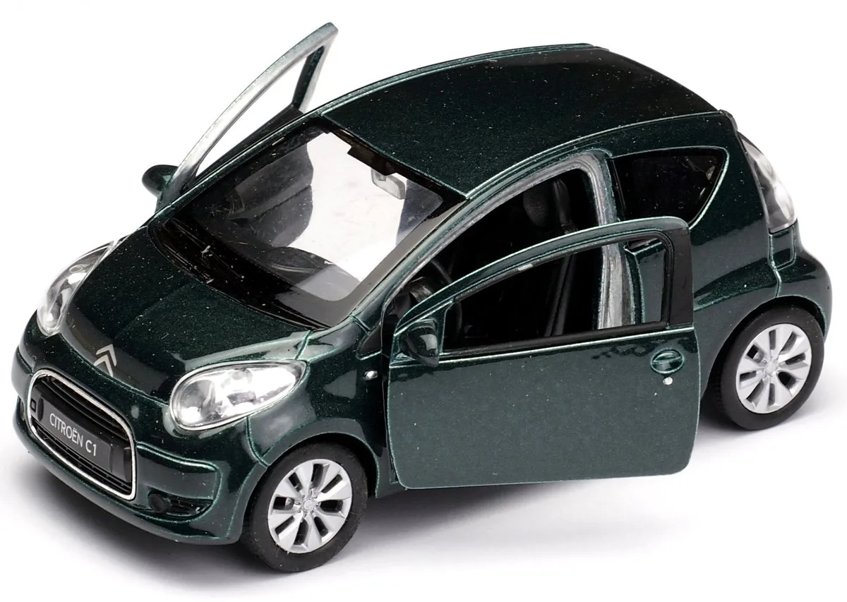 Citroën C1 Metaal - Met Openende Deuren från Welly i Mörkgrön – produktbild