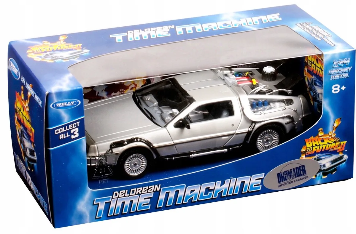 DeLorean DMC-12 Back to the Future II Modelauto Schaal 1:24 från Welly i Silver – produktbild