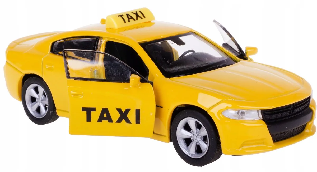 Dodge Charger R/T Taxi Modelauto Metaal Welly 1:32 Geel från Welly – produktbild