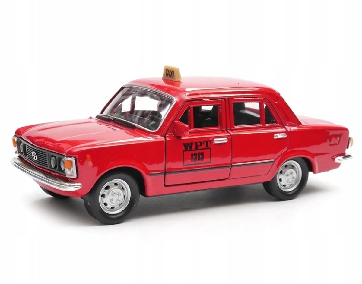 Fiat 125 Taxi Modelauto 1:34 - Collectible Diecast van Welly in Rood – productfoto