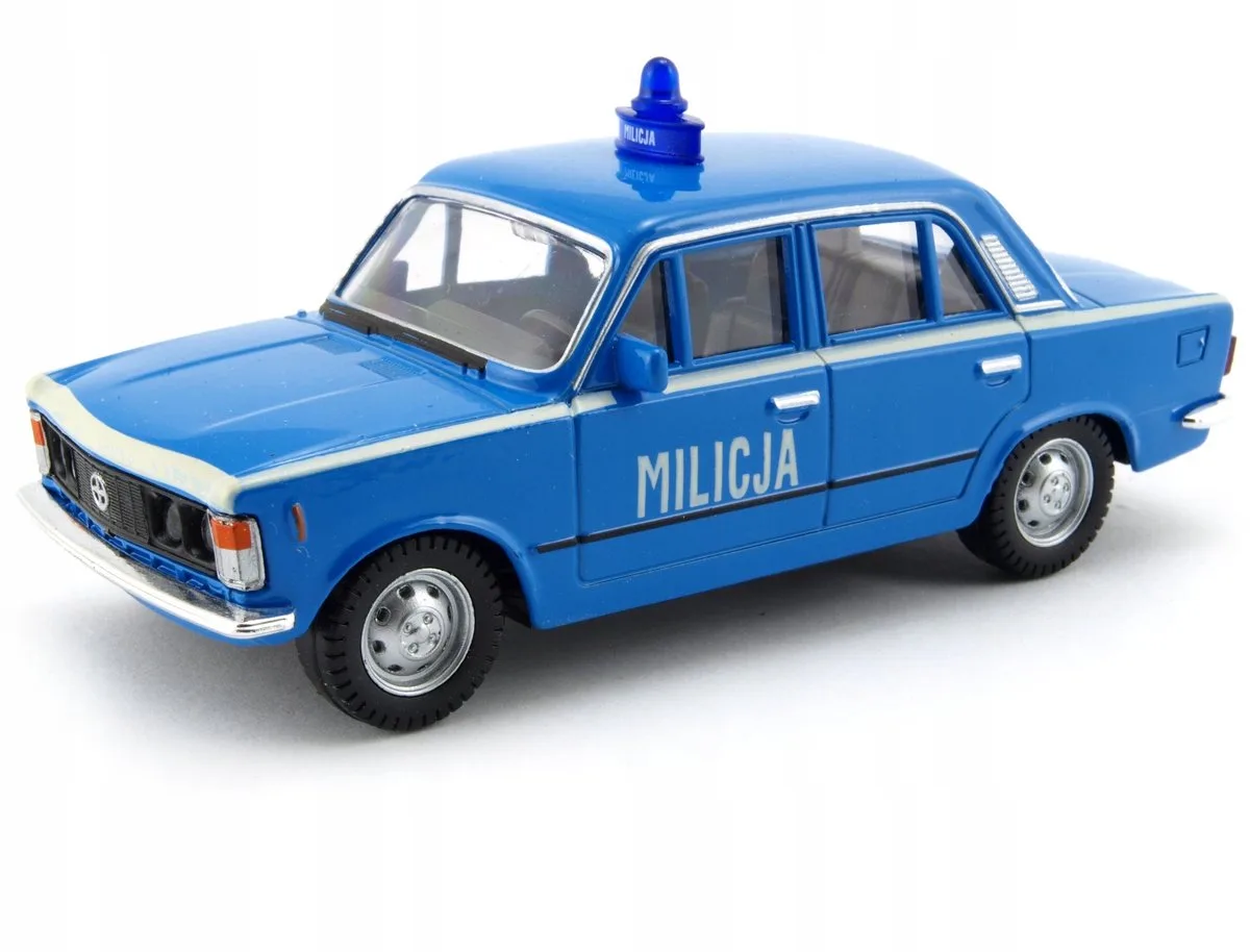 Fiat 125p Milicja Model Auto Schaal 1:43 - Nieuw från Welly i Blå – produktbild