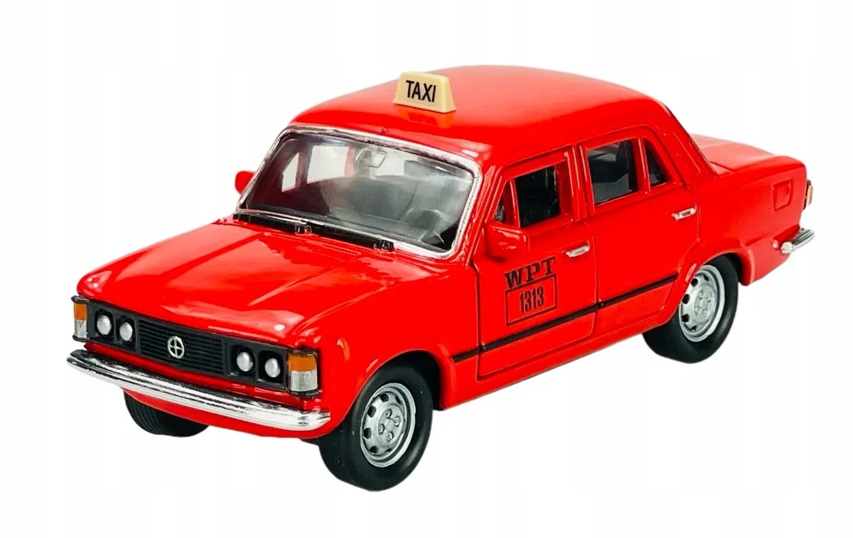 Fiat 125p Taxi Metaal Rood 1:34 Model Auto från Welly – produktbild