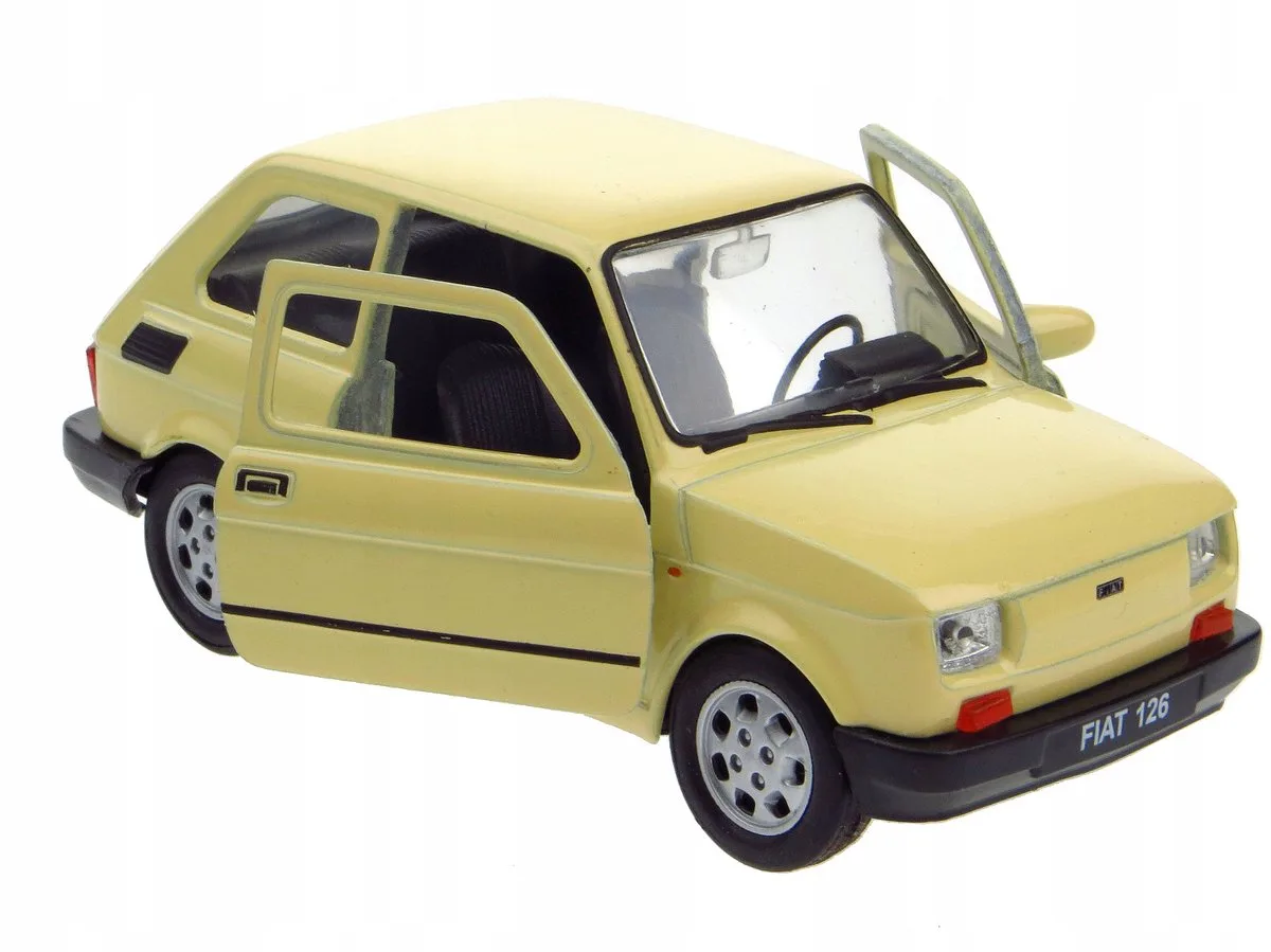 Fiat 126 Maluch Modelauto 1:32/39 von Welly in Creme – Produktfoto
