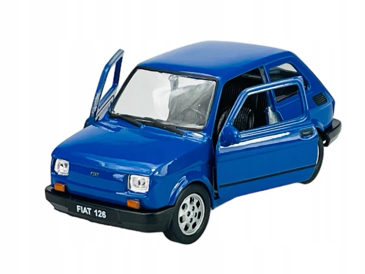 Fiat 126p Maluch Blauw Metaal 1:34 Legende PRL Nieuw Model van Welly – productfoto