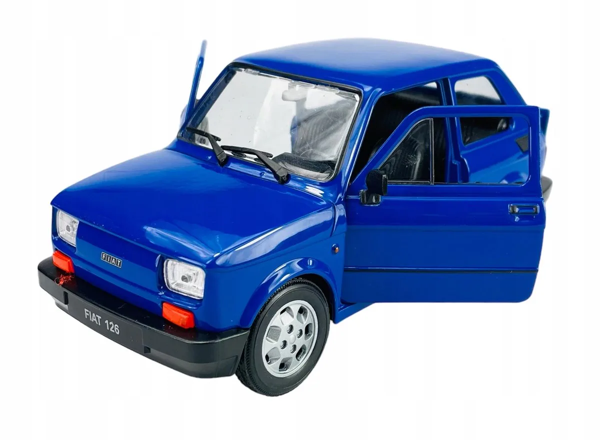 Fiat 126p Maluch Metaal 1:21 Model Auto från Welly i Blå – produktbild