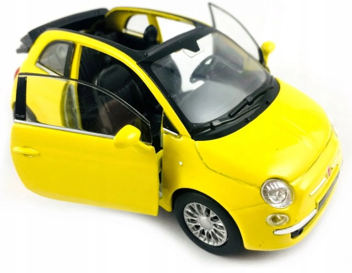 Fiat 500C Modelauto Schaal 1:34 Metaal från Welly i Gul – produktbild