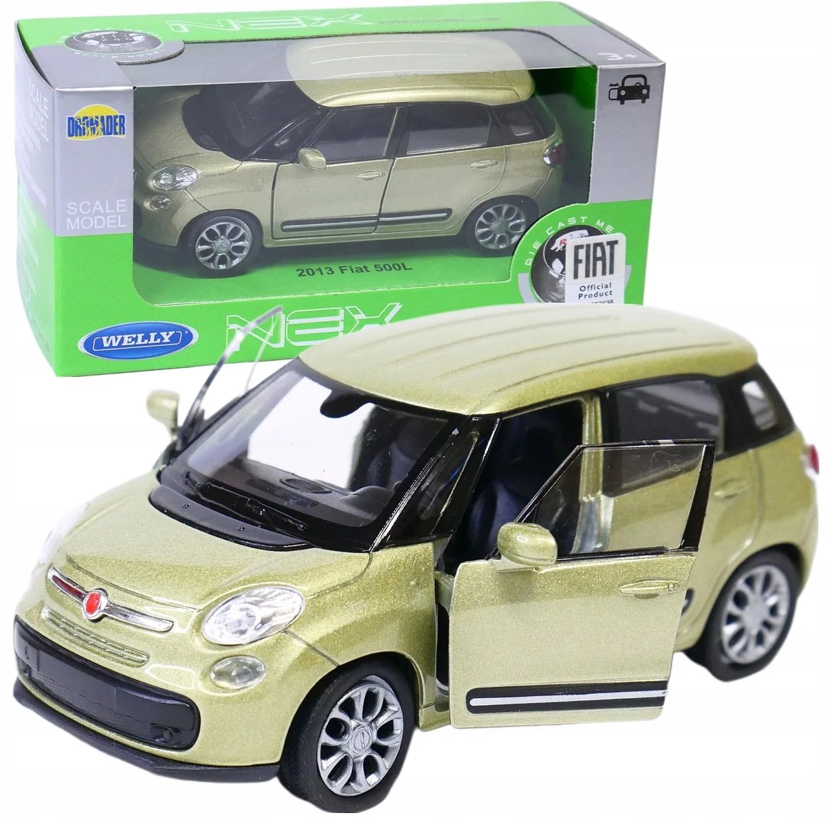 Fiat 500L 2013 Model Auto Schaal 1:34-39 de Welly en Or – photo du produit