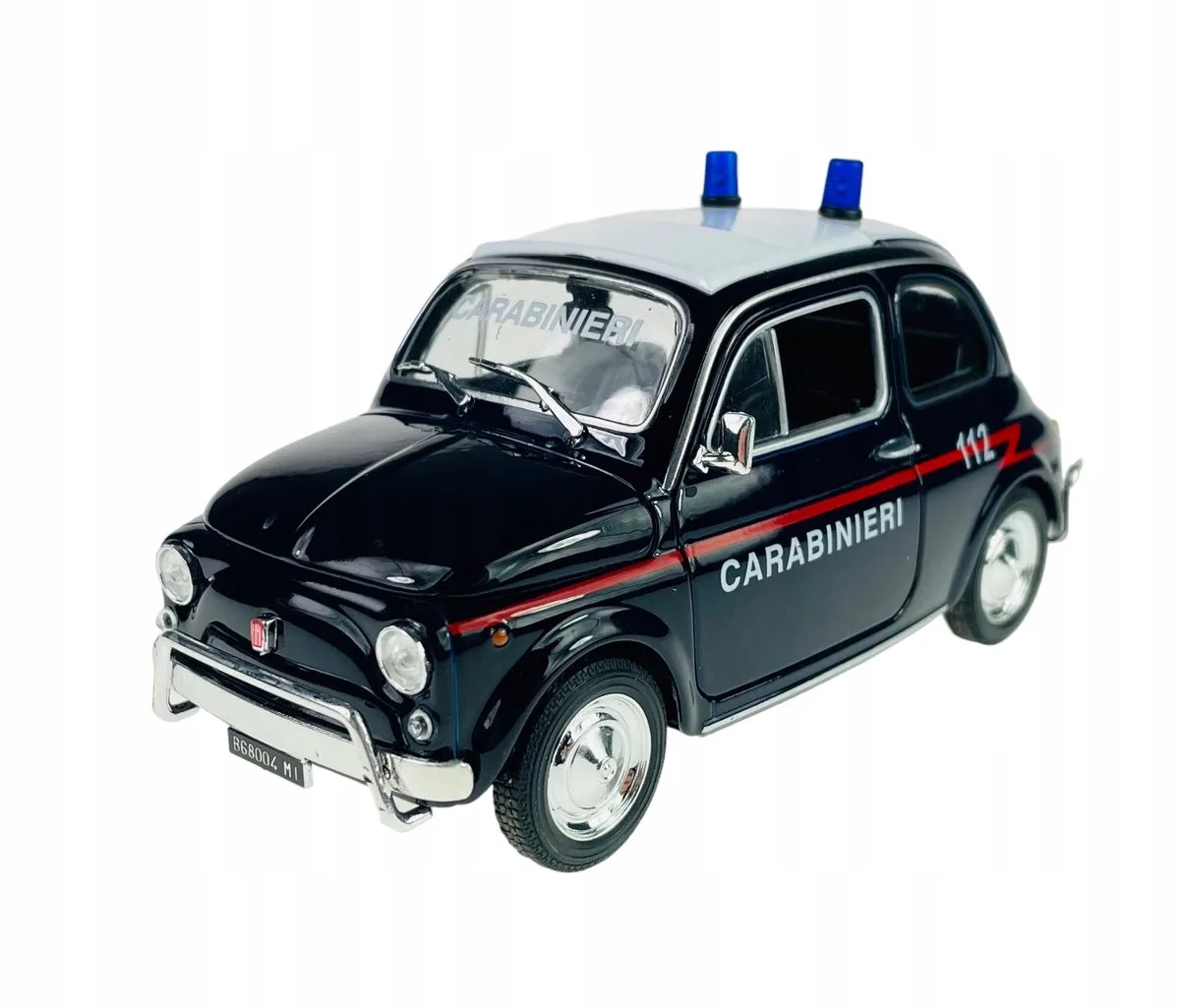 Fiat Nuova 500 Carabineri Modelauto 1:24 Metaal von Welly in Blau – Produktfoto