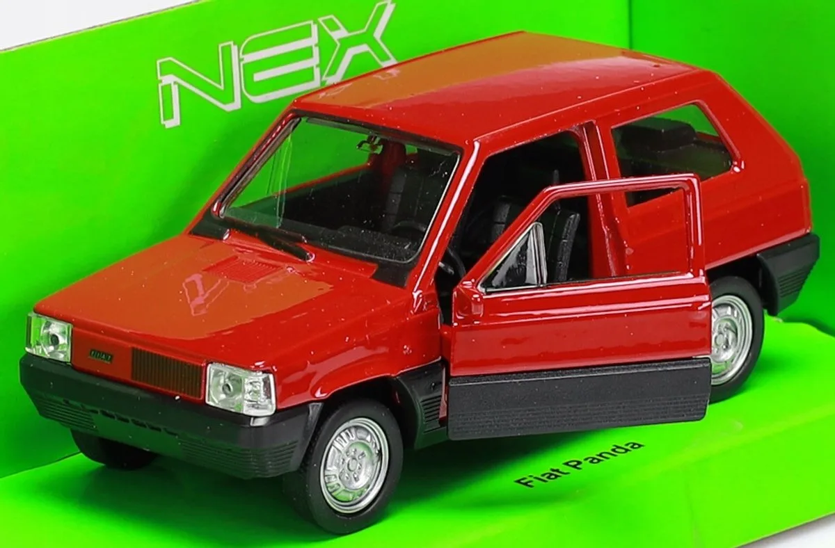 Fiat Panda Metaal Model Auto - Schaal 1:34-1:39 från Welly i Röd – produktbild