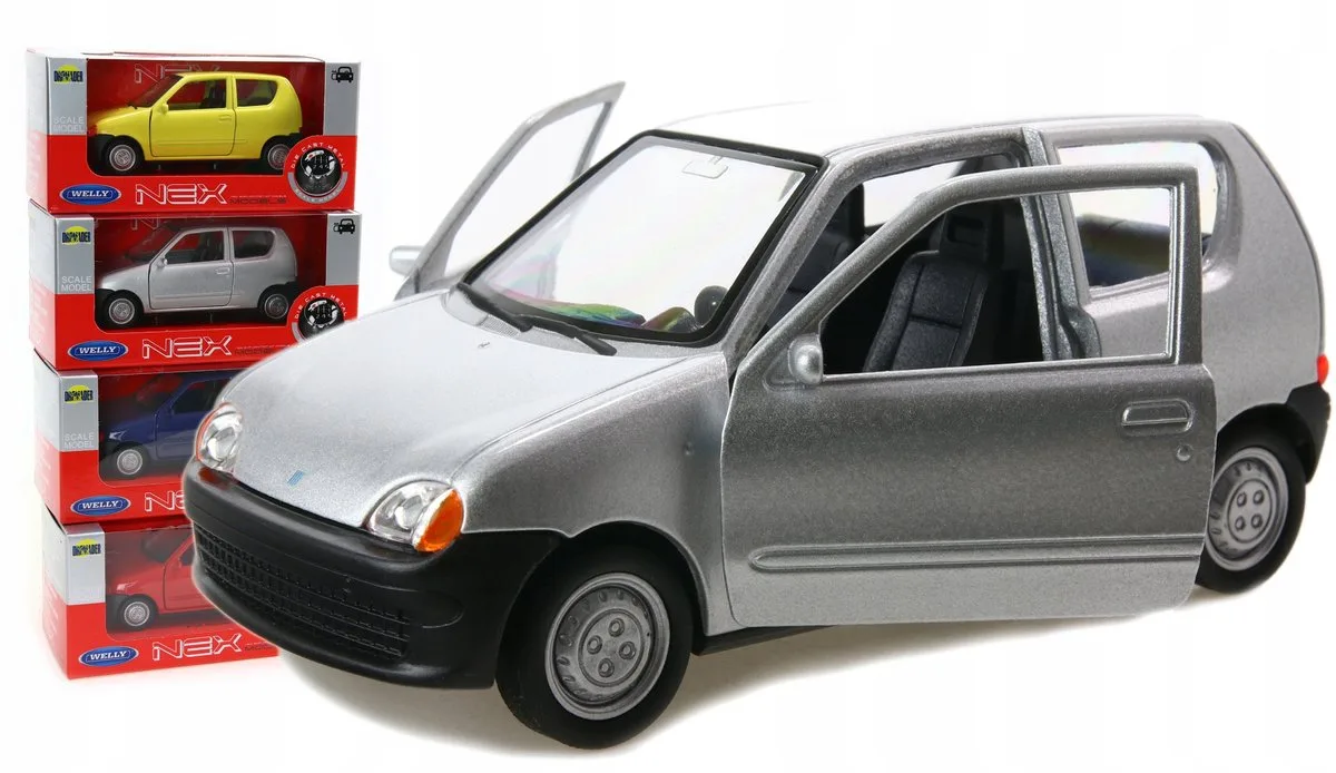 Fiat Seicento metalen modelauto von Welly in Silber – Produktfoto