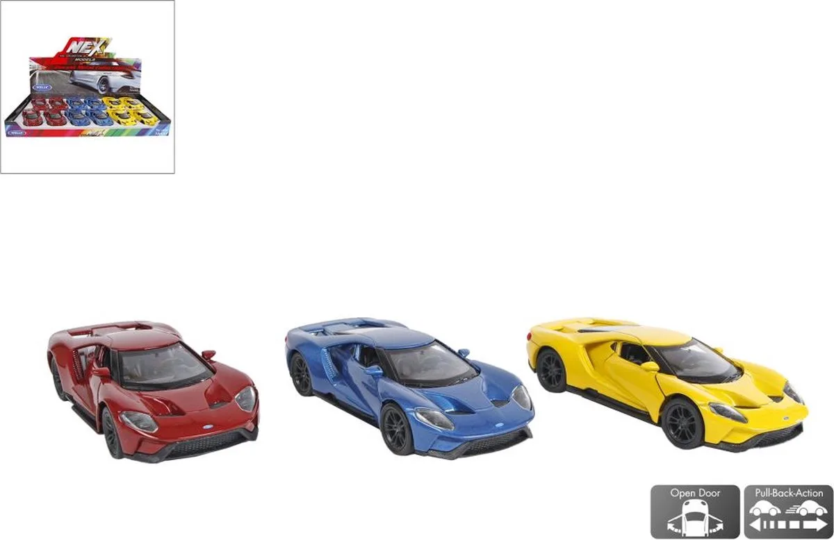Ford 2017gt Die Cast Pull Back 3ass 12cm verkoop per stuk merk Welly von Welly in Mehrfarbig – Produktfoto