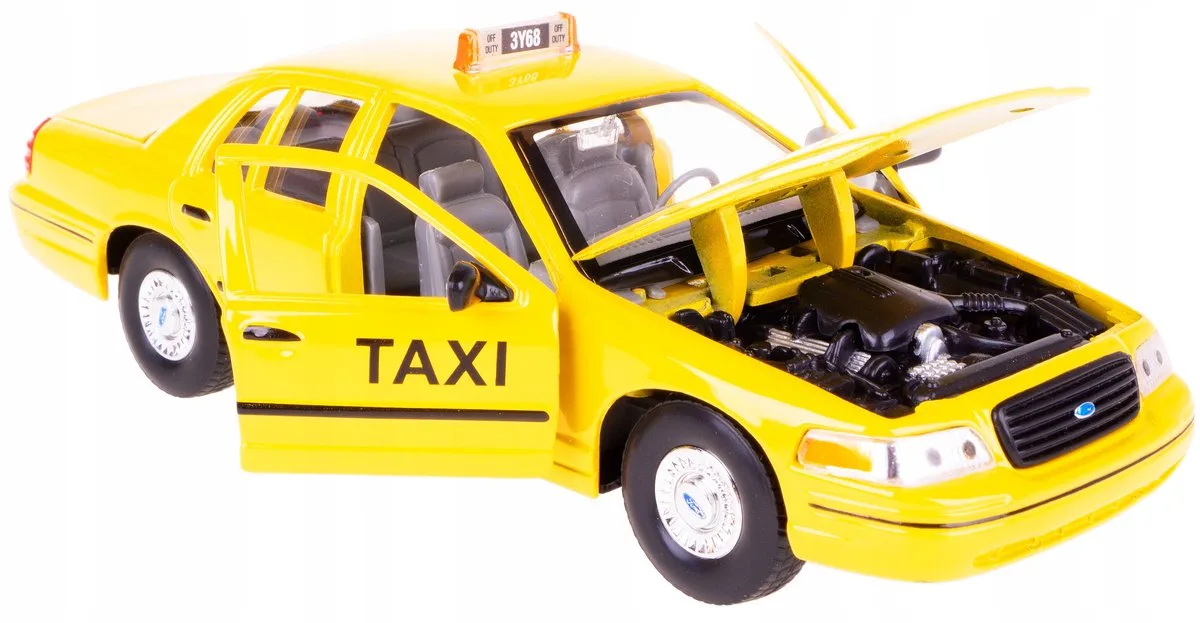 Ford Crown Victoria Taxi Modelauto Metaal 1:24 från Welly i Gul – produktbild