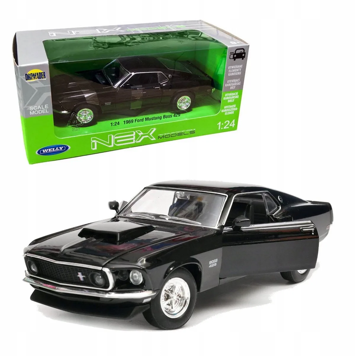 Ford Mustang BOSS 429 1969 modelauto 1:24 fra Welly – produktbillede