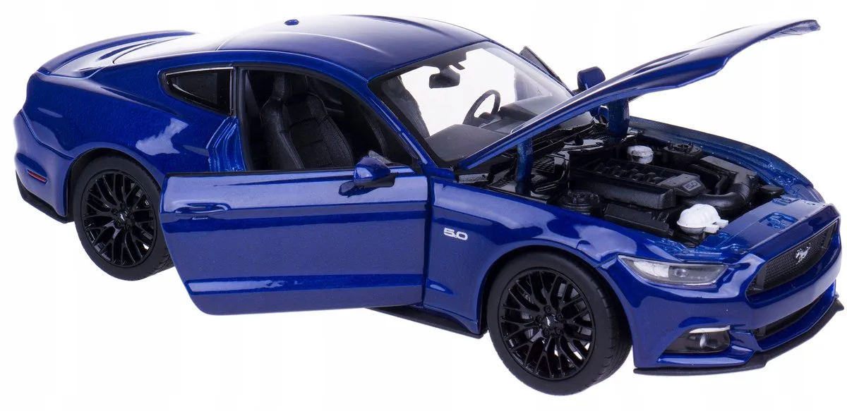Ford Mustang GT 2015 Modelauto 1:24 Metaal de Welly en Bleu – photo du produit