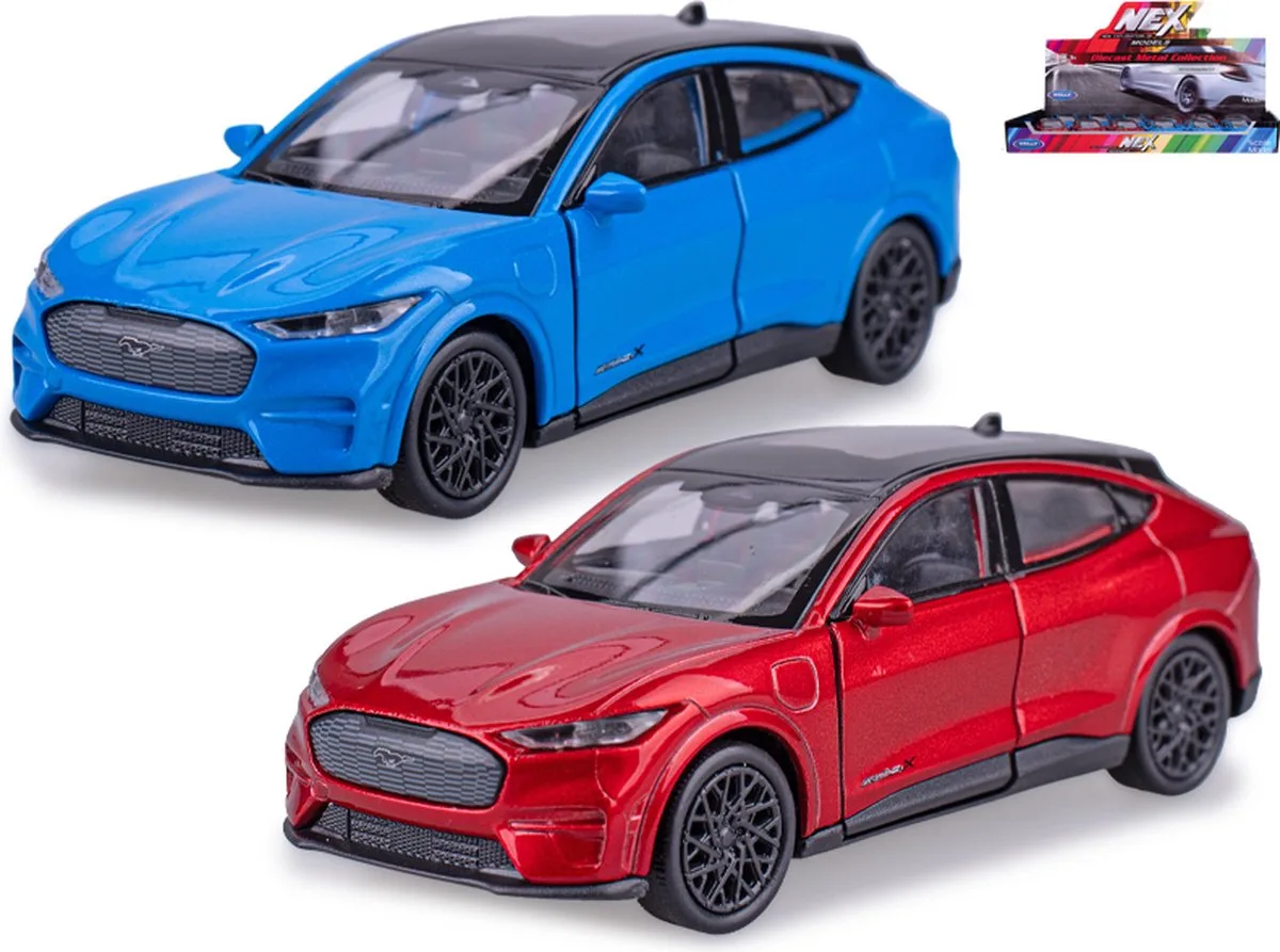 Ford Mustang Mach E GT - 12 cm verkoop per stuk pull back motor speelgoed auto model Welly från Welly i Röd – produktbild