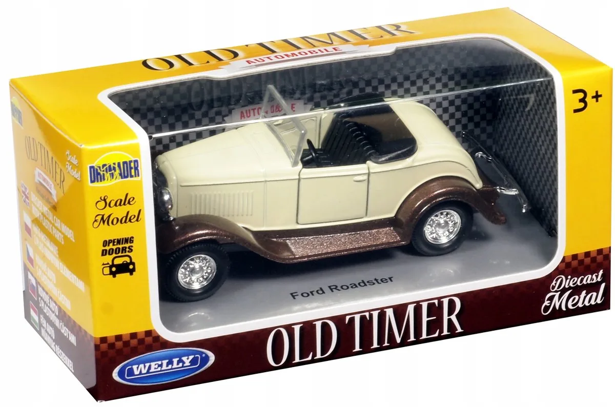 Ford Roadster Metaalmodel Auto Schaal 1:34-1:39 - Retro från Welly i Ecru – produktbild