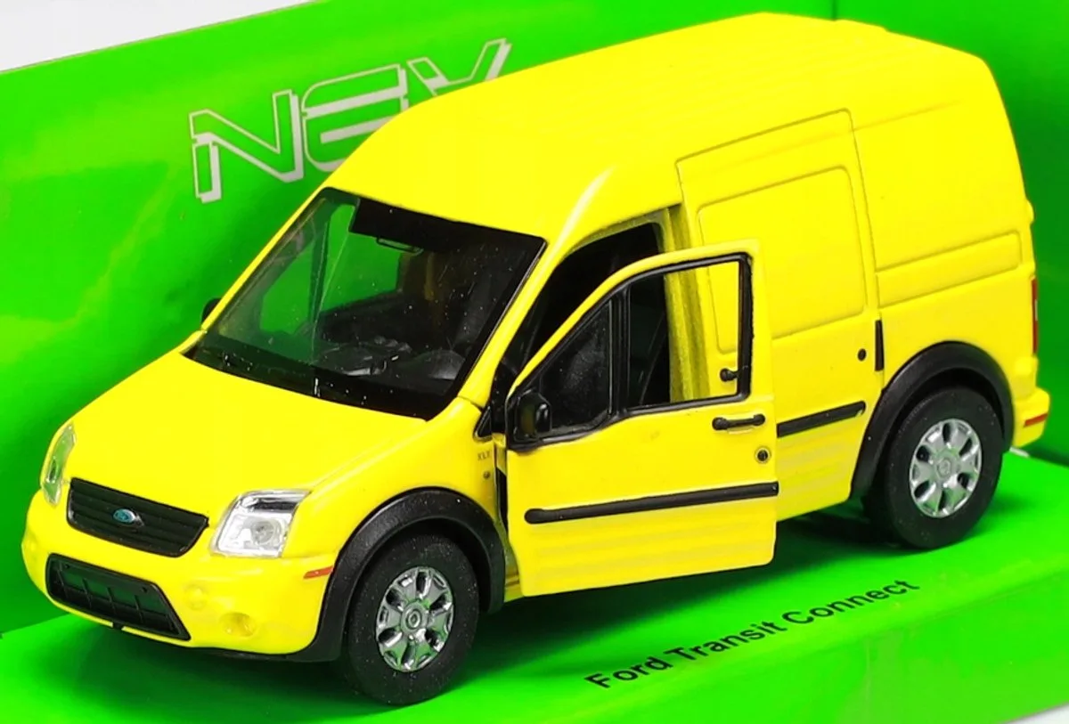 Ford Transit Connect Metaal Model Auto 1:34-1:39 fra Welly i Gul – produktbillede