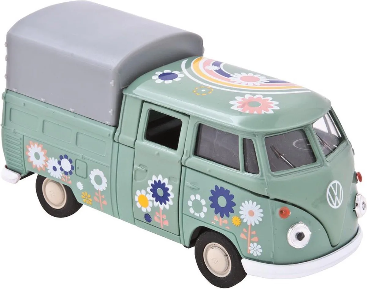 Hippie Speelgoedauto - Die-cast Metaal - Pull Back Mechanisme - Robuuste Uitvoering - Voor Jongens En Meisjes - Vanaf 3 Jaar - 11,5 x 4,5 x 4 cm de Welly en Multicolore – photo du produit