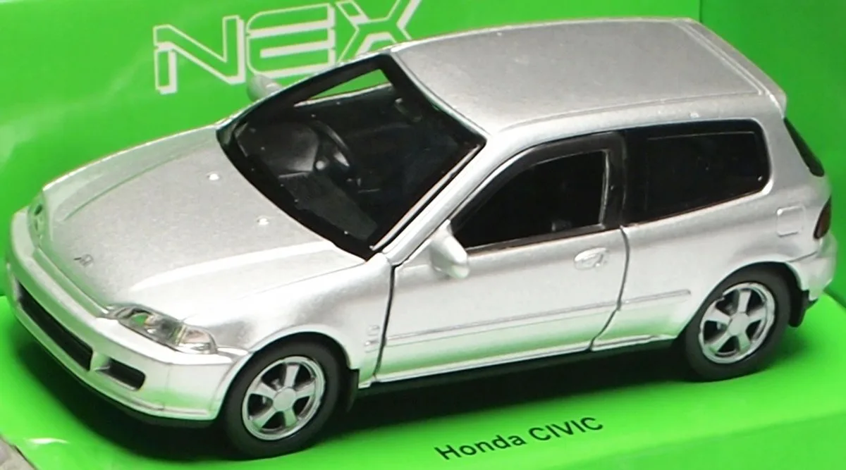 Honda Civic Metaal Modelauto 1:34-1:39 Deuren Open från Welly i Silver – produktbild