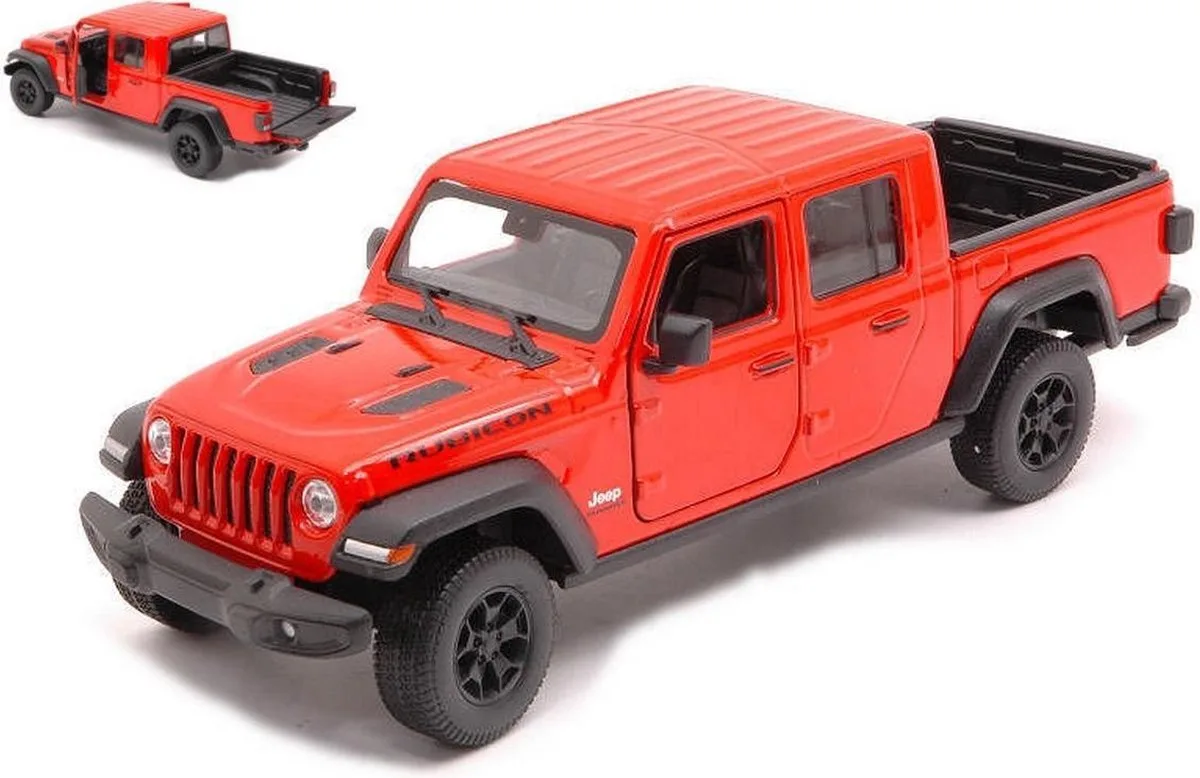 Jeep Gladiator 2020 (10 cm) 1/34 Welly - Modelauto - Schaalmodel - Miniatuurauto - Speelgoed voor kinderen jongens meisjes - Sinterklaas Kerst Cadeau - Speelgoedauto van Welly in Oranje – productfoto