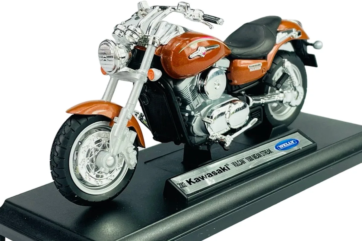 Kawasaki Vulcan 1500 Mean Streak 1:18 motorfietsmodel - Nieuw de Welly en Marron – photo du produit
