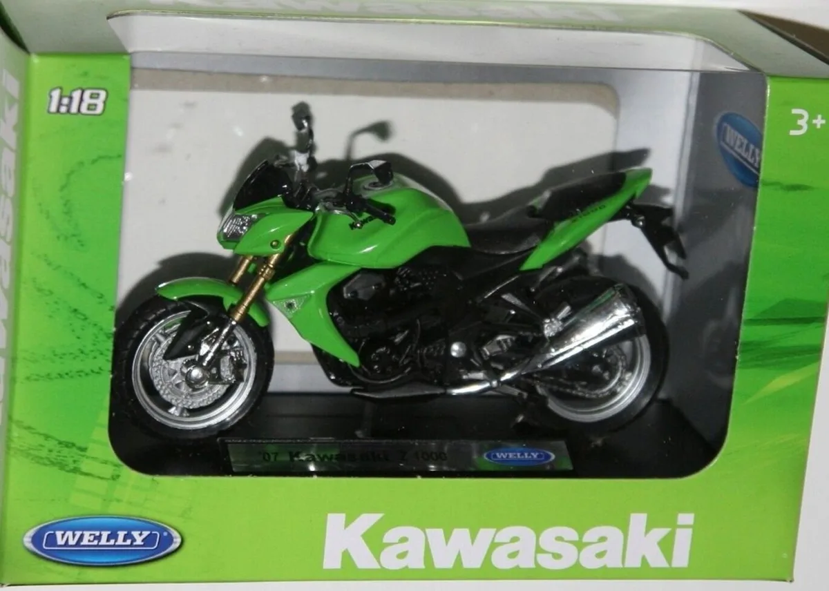 Kawasaki Z1000 2007 Model Motor 1:18 Welly - Groen fra Welly – produktbillede