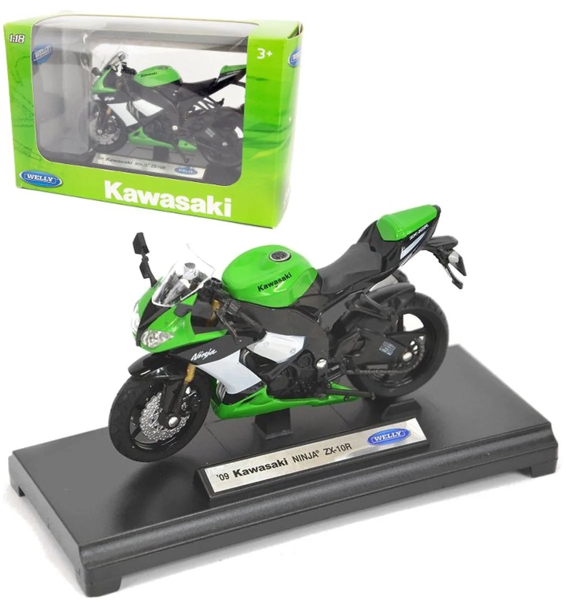 Kawasaki ZX-10R modelauto 1:18 Welly - Gedetailleerd verzamelmodel de Welly en Vert – photo du produit