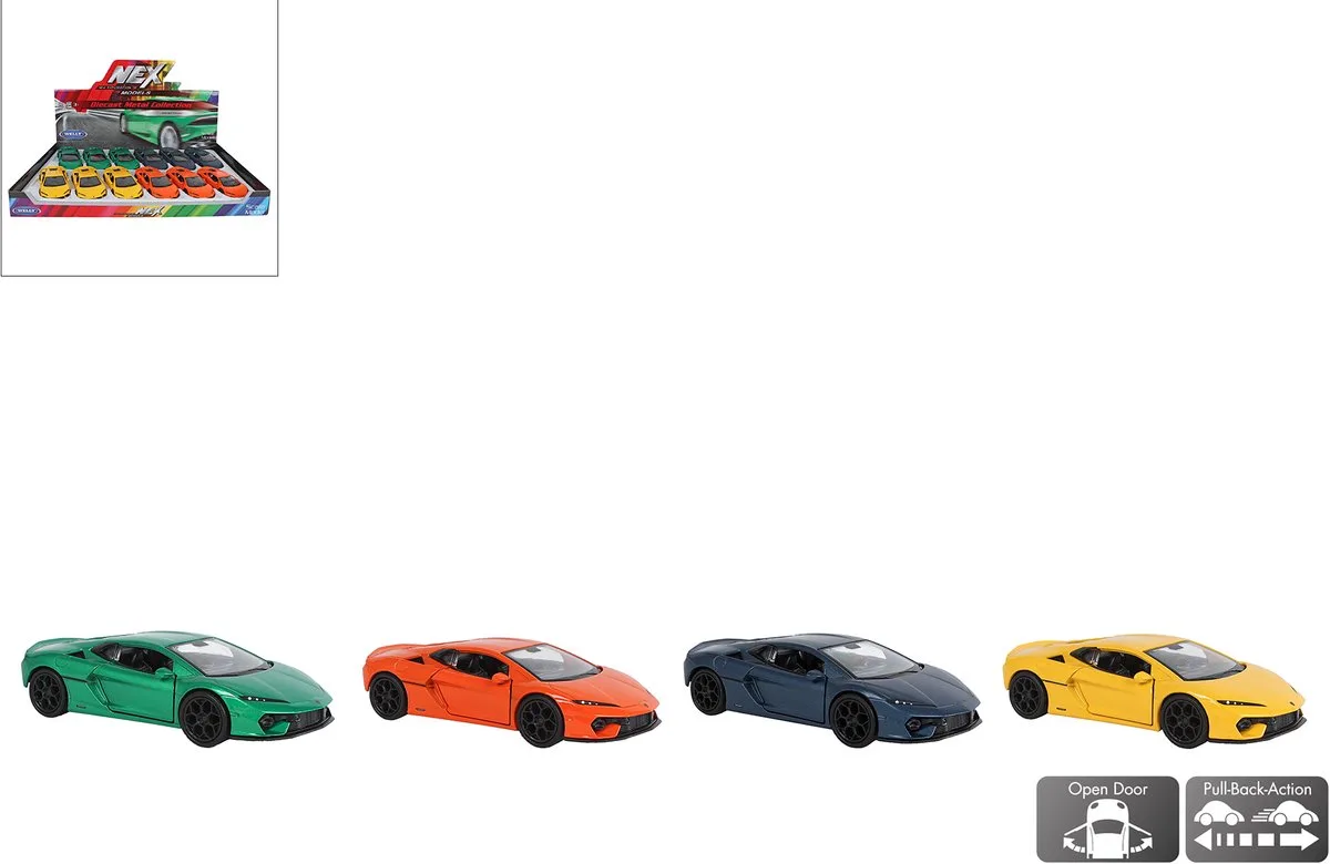 Lamborghini Temerario (12 cm) 1/32 Pull-back motor - verkrijgbaar in 4 kleuren verkoop per stuk modelauto - model auto - schaalmodel - schaal model by Welly in Multicolour – product photo