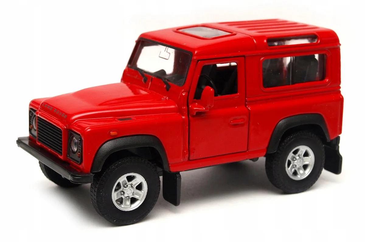 Land Rover Defender Modelauto 1:34 van Welly in Rood – productfoto