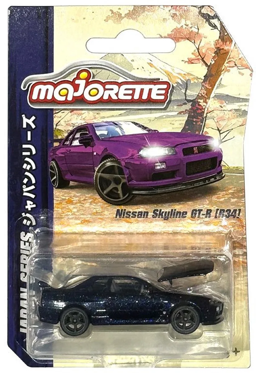 Majorette Nissan Skyline GT-R R34 Japan Serie 1:64 Speelgoedauto de Welly en Bleu – photo du produit